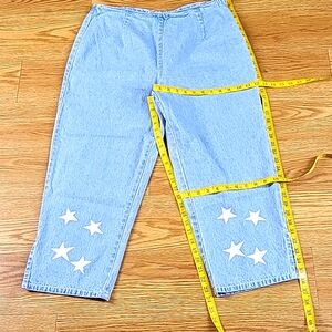 TOWER HILL VINTAGE SPORT WOMEN'S MOM, HIP ZIPPER, STAR FADED BLUE JEANS 16x24